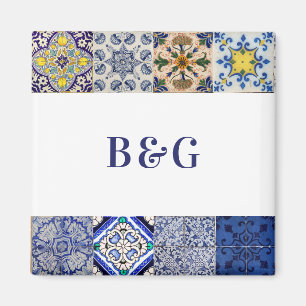 Mediterranean Portuguese Tiles Wedding Favour Magnet