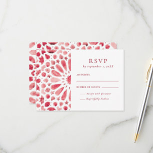 Mediterranean Red Moroccan Tile Wedding RSVP Card