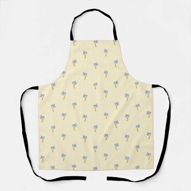 Mediterranean Riviera Palm Tree Stripes Limoncello Apron (Front)