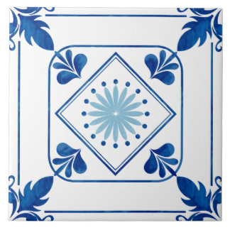 Mediterranean Rosette (Light Blue) Ceramic Tile
