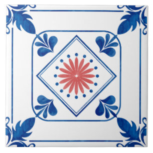 Mediterranean Rosette (Pink) Ceramic Tile