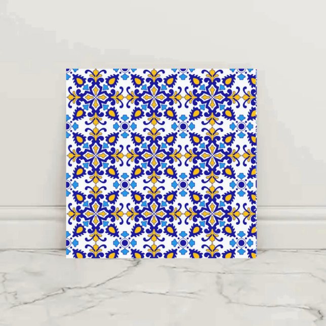 Mediterranean Royal Mosaic Blue and Gold Ceramic  Tile (Creator Uploaded)
