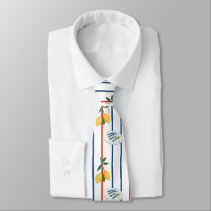 Mediterranean Sardines and Lemons Pattern Tie