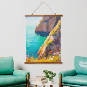 Mediterranean Sea Cliff Hanging Tapestry