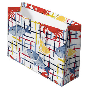 Mediterranean Seafood Market Pattern (1) Large Gift Bag