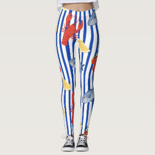 Mediterranean Seafood Market Pattern (2) Leggings