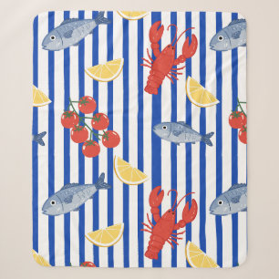 Mediterranean Seafood Market Pattern (2) Sherpa Blanket