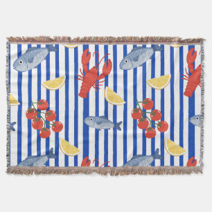 Mediterranean Seafood Market Pattern (2) Throw Blanket
