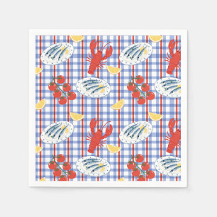Mediterranean Seafood Market Pattern (3) Napkin
