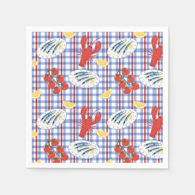 Mediterranean Seafood Market Pattern (3) Napkin (Front)