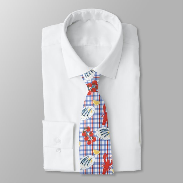 Mediterranean Seafood Market Pattern (3) Tie (Tied)