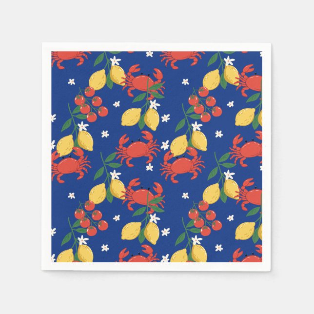Mediterranean Seafood Market Pattern (4) Napkin (Front)