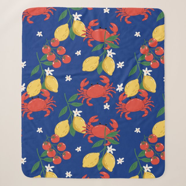 Mediterranean Seafood Market Pattern (4) Sherpa Blanket (Front)