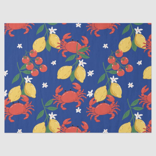 Mediterranean Seafood Market Pattern (4) Tissue Paper (Front)