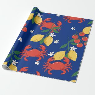 Mediterranean Seafood Market Pattern (4) Wrapping Paper