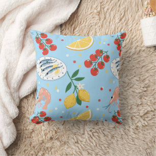 Mediterranean Seafood Market Pattern (5) Cushion