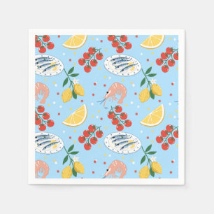Mediterranean Seafood Market Pattern (5) Napkin