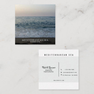 Mediterranean seafront beach modern photography  square business card