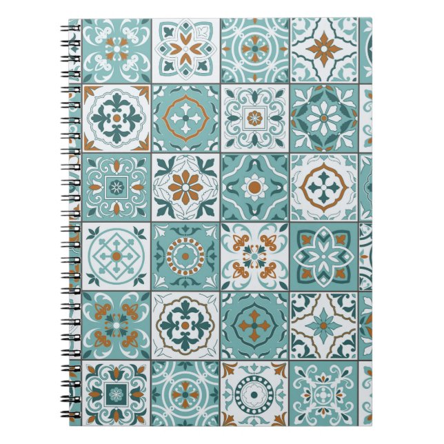 Mediterranean seamless pattern from Moroccan tiles Notebook (Front)