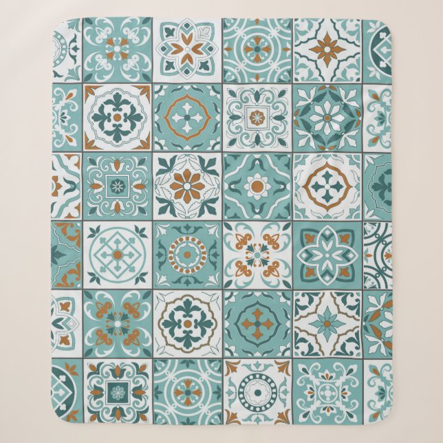 Mediterranean seamless pattern from Moroccan tiles Sherpa Blanket (Front)