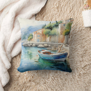 Mediterranean Seascapes Oil Paint Design Cushion