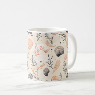 Mediterranean Seashell Starfish Coral Sand Coffee Mug