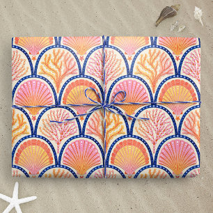 Mediterranean Shells and Seagrass Scallop Wrapping Paper