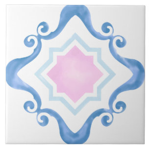 Mediterranean Star Pink & Blues Ceramic Tile
