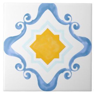 Mediterranean Star Yellow & Blue Ceramic Tile