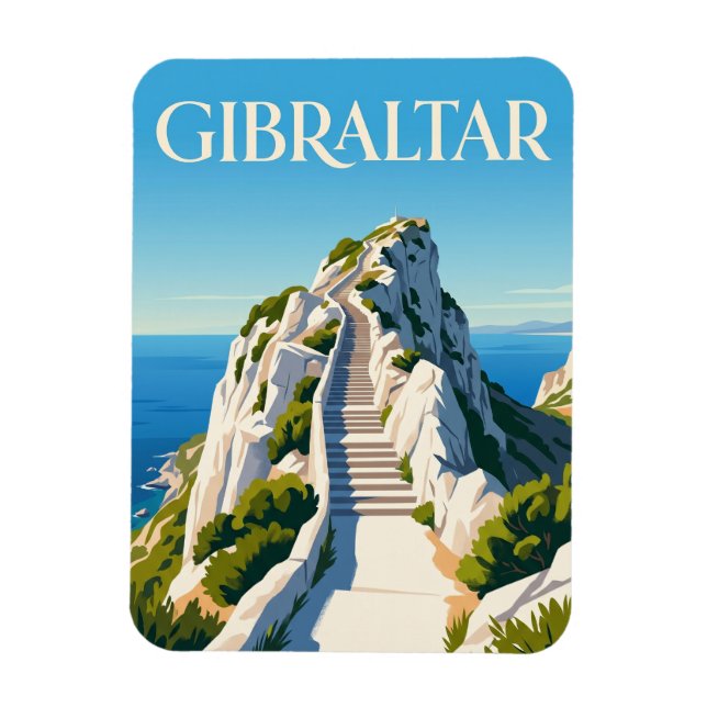 Mediterranean Steps Gibraltar Magnet (Vertical)
