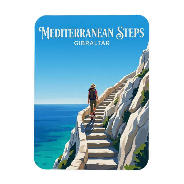 Mediterranean Steps, Upper Rock, Gibraltar Magnet (Vertical)