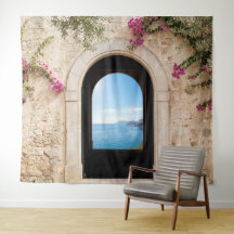 Mediterranean Stone Arch Ocean Wedding Backdrop