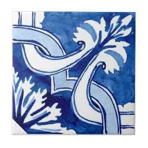 Mediterranean style Azur flower blue big pattern Tile