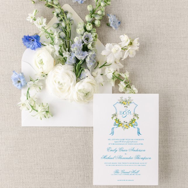Mediterranean Style Crest Wedding Invitation (Creator Uploaded)
