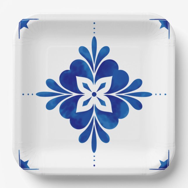 Mediterranean Style Floral Paper Plate (Front)