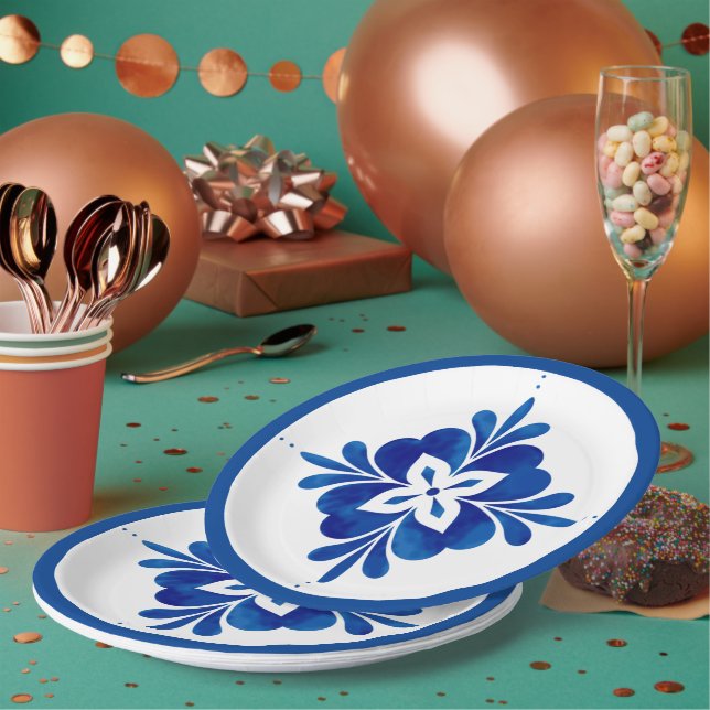 Mediterranean Style Floral  Paper Plate (Multi)
