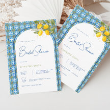 Mediterranean Style Lemon Bridal Shower Invitation