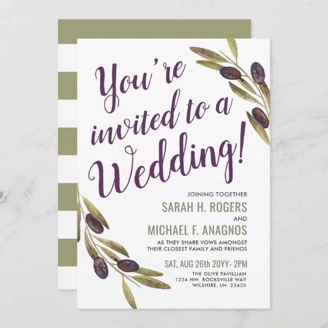 Mediterranean Style Sangria | Sage Wedding Invite (Front/Back)