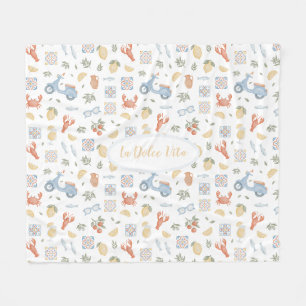 Mediterranean Summer Amalfi Lemon Vespa Nursery Fleece Blanket