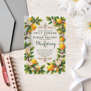 Mediterranean Summer Elegance Wedding Vellum Invitations