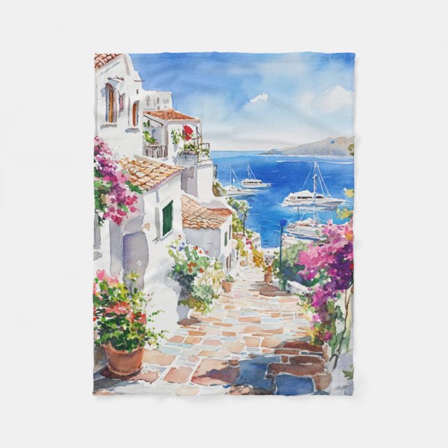 Mediterranean Summer Fleece Blanket (Front)
