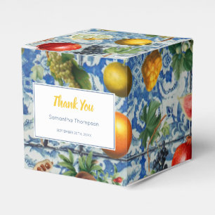 Mediterranean Summer Fruit Blue Mosaic Wedding Favour Box