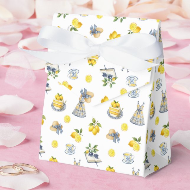 Mediterranean Summer Lemon Pattern  Favour Box (Wedding)