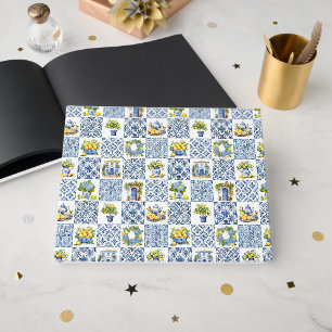 Mediterranean Summer Lemon Pattern Guest Book
