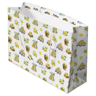 Mediterranean Summer Lemon Pattern  Large Gift Bag