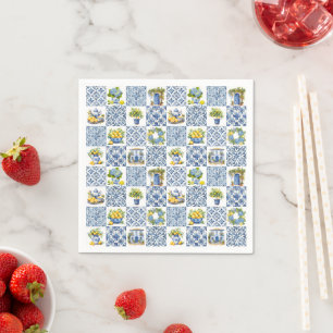 Mediterranean Summer Lemon Pattern Napkin