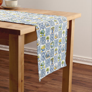 Mediterranean Summer Lemon Pattern Short Table Runner