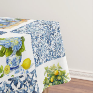 Mediterranean Summer Lemon Pattern Tablecloth