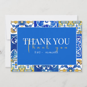 Mediterranean summer modern tile  "Thank you" Card