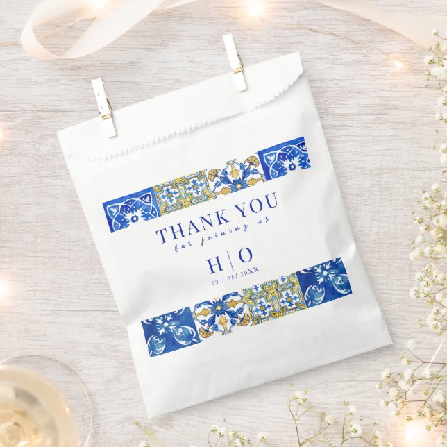 Mediterranean summer modern tile Wedding Favour Bags (Clipped)